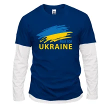 Комбинированный лонгслив с надписью «Pray for Ukraine»