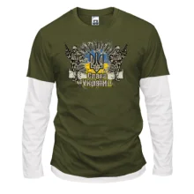 Чоловічий лонгслів Комбі Слава Україні (піксель арт)