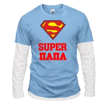 Комбинированный лонгслив Super папа