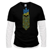 Чоловічий лонгслів Комбі Вишиванка з гербом ОУН (Вишивка)