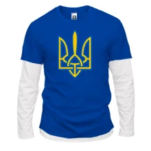 Чоловічий лонгслів Комбі з жовто-синім Тризубом