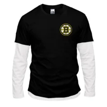Комбинированный лонгслив с лого Boston Bruins (Вышивка)