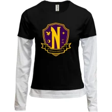 Комбинированный лонгслив с логотипом Nevermore Academy