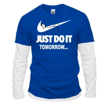 Комбинированный лонгслив с надписью Just do it Tomorrow