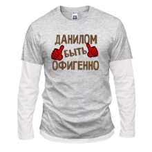 Комбинированный лонгслив с надписью 