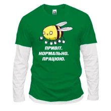 Комбинированный лонгслив с пчелой Привет. Нормально. Работаю