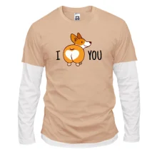 Комбинированный лонгслив с собачкой "I love you"