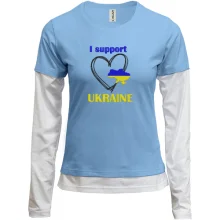 Комбинированный лонгслив с вышивкой I Support Ukraine (Вышивка)