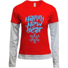 Женский лонгслив Комби со снежинкой Happy New Year