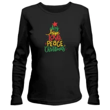 Лонгслив Love, Peace, Christmas (Вышивка)