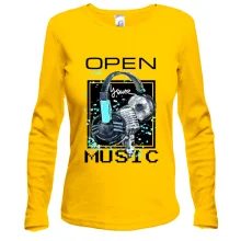 Лонгслив с принтом «Open your music»