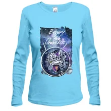 Лонгслив c леопардом "Enjoy the universe"