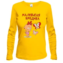 Лонгслив с девочкой и бабочками"Маленькая вредина"