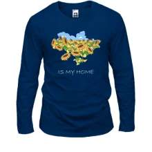 Чоловічий лонгслів з контуром України у соняшниках "is my home"