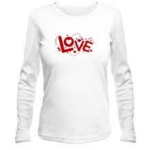 Жіночий лонгслів з написом Love і сердечками (Вишивка)
