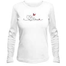 Лонгслив с надписью Love с бабочкой (Вышивка)