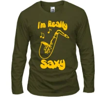 Лонгслив с надписью "Im really saxy"