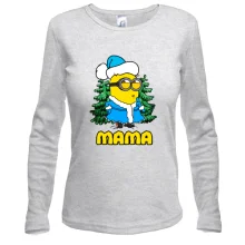 Жіночий лонгслів з новорічним міньйон "Мама"