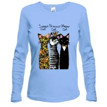 Лонгслив с тремя котами "sweet, princess, meow"