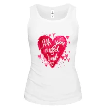 Жіноча майка з фразою «All you need is love» і рожевим серцем