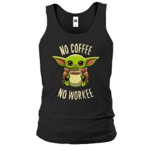 Майка Baby Yoda No coffee No work