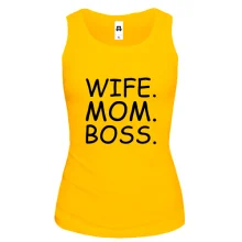 Майка с надписью "Wife. Mom. Boss."
