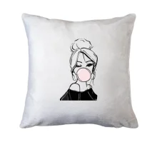 Подушка Girl with babble gum art