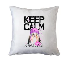 Подушка Keep calm and kiss me с Йоркширским терьером