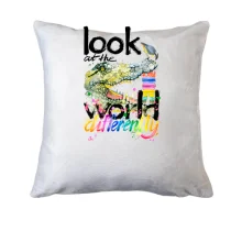 Подушка Look at the world differently с крокодилом