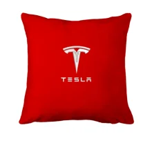 Подушка Tesla — вышитый логотип