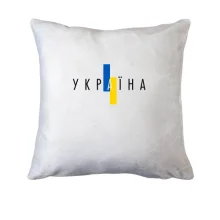 Подушка с надписью «Україна» и вертикальным сине-жёлтым флагом