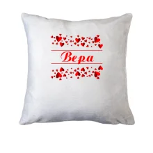 Подушка с сердечками и именем "Вера"