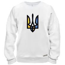 Свитшот с акварельным сине-жёлтым тризубом