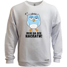 Свитшот без начеса с совой Мне на всё наспать!