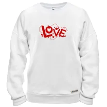 Свитшот с надписью Love и сердечками (Вышивка)