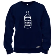 Свитшот с надписью Need more milk