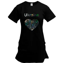 Подовжена футболка Ukraine - серце (голограма)