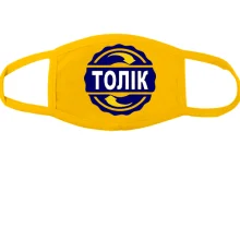 Тканинна маска для обличчя з ім'ям Толік в колі