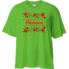 Футболка Oversize з сердечками і ім'ям Оксана