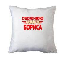 Подушка з написом "Обожнюю свого Бориса"