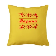 Подушка з сердечками і ім'ям Марина