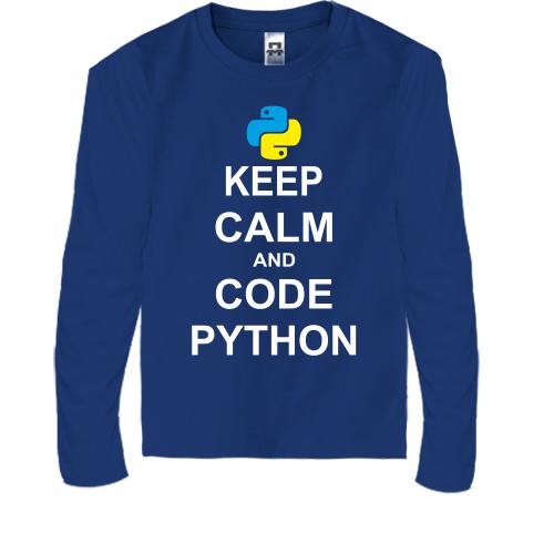 Дитячий лонгслів Keep calm and code python
