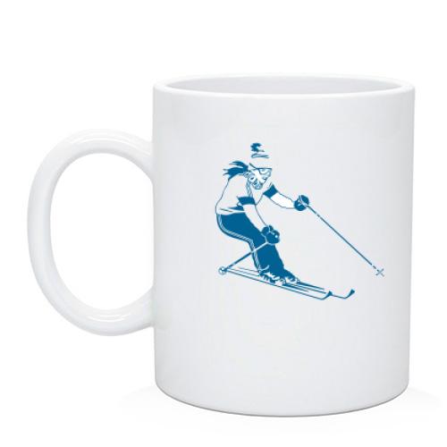 Чашка з дівчиною лижником