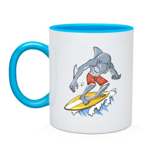 Чашка з акулою серфінгістом