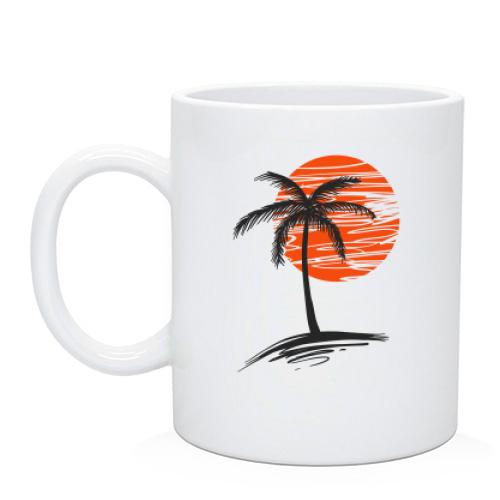 Чашка з пальмою на заході
