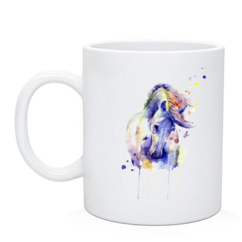 Чашка с разноцветной лошадкой