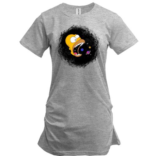 Подовжена футболка з Гомером в космосі