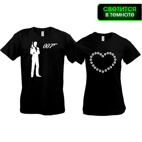 Парные футболки Агент 007 (glow)