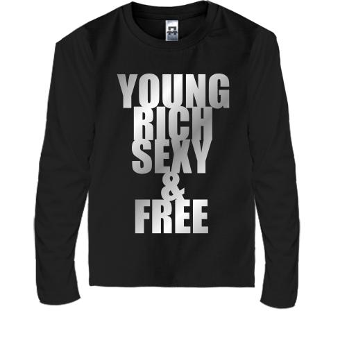 Дитячий лонгслів Young, rich, sexy and free