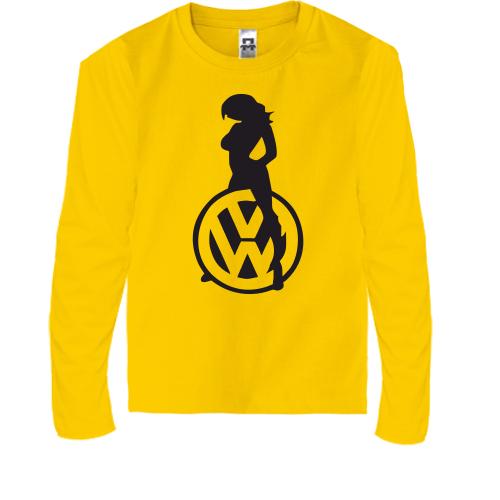 Детская футболка с длинным рукавом Volkswagen (лого с девушкой)